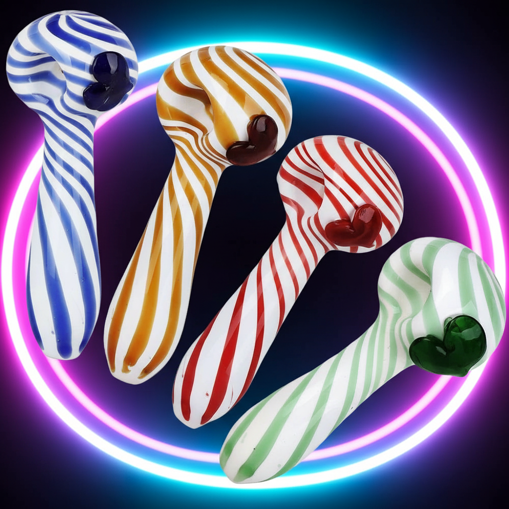 5" Striped Pipe - Heart โ accessory, front view