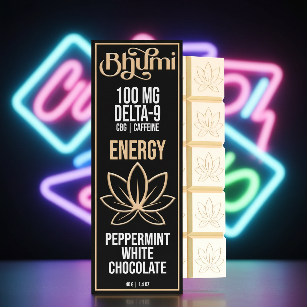 Bhumi Energy Edible-Peppermint White Chocolate-100mg D9/200mg CBG/Caffeine