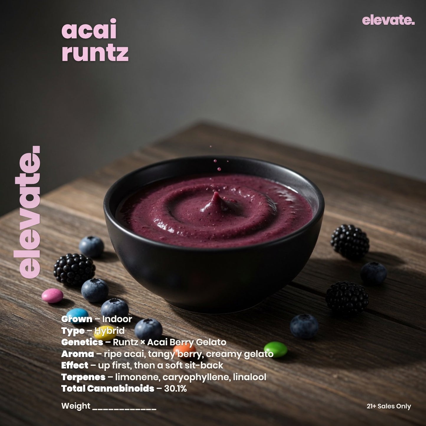 Acai Runtz Exotic Indoor Flower jar label