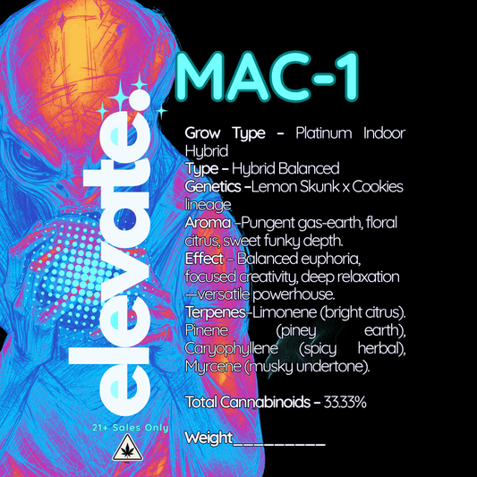 Mac1 Platinum Indoor Hybrid THCa Flower - Elevate - Sky High Montgomery cincinnati