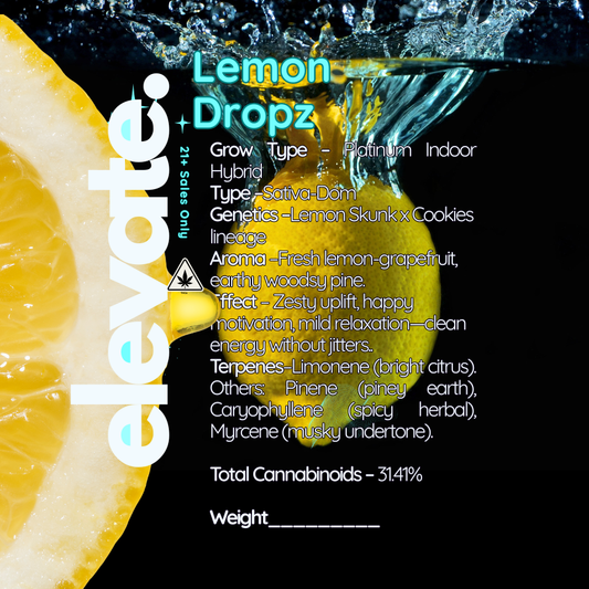 Lemon Dropz Platinum Indoor Sativa-Dom THCa Flower - Elevate - Sky High Montgomery cincinnati