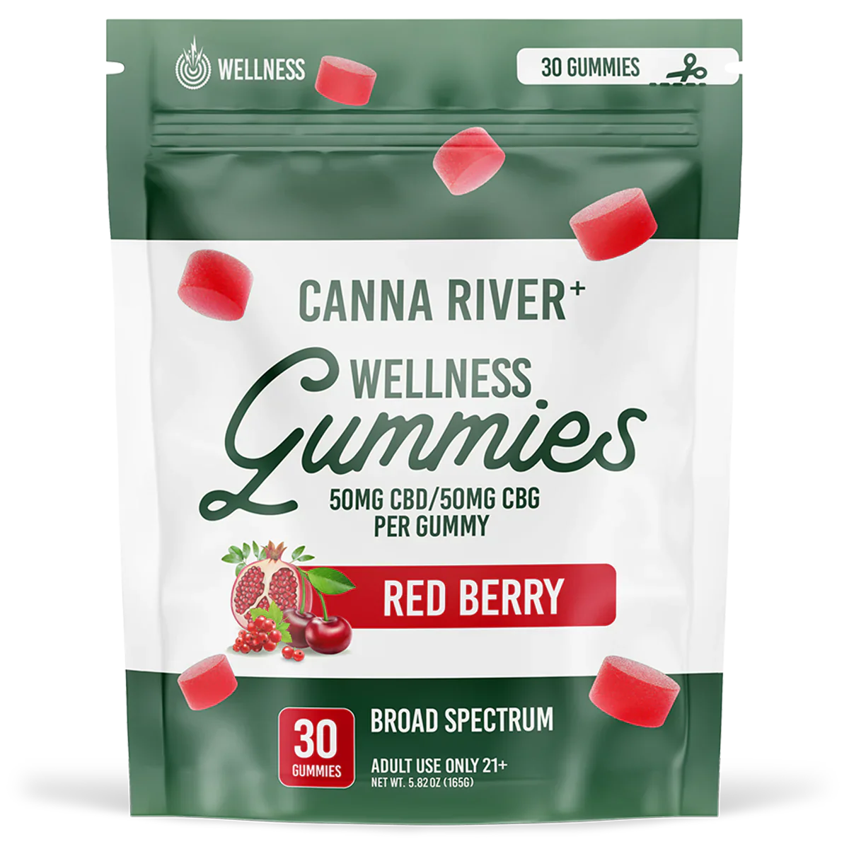 Canna River - Broad Spectrum CBD/CBG Gummies - Wellness - Red Berry - 30 Gummies (100MG Each) - Canna River - Sky High West Chester