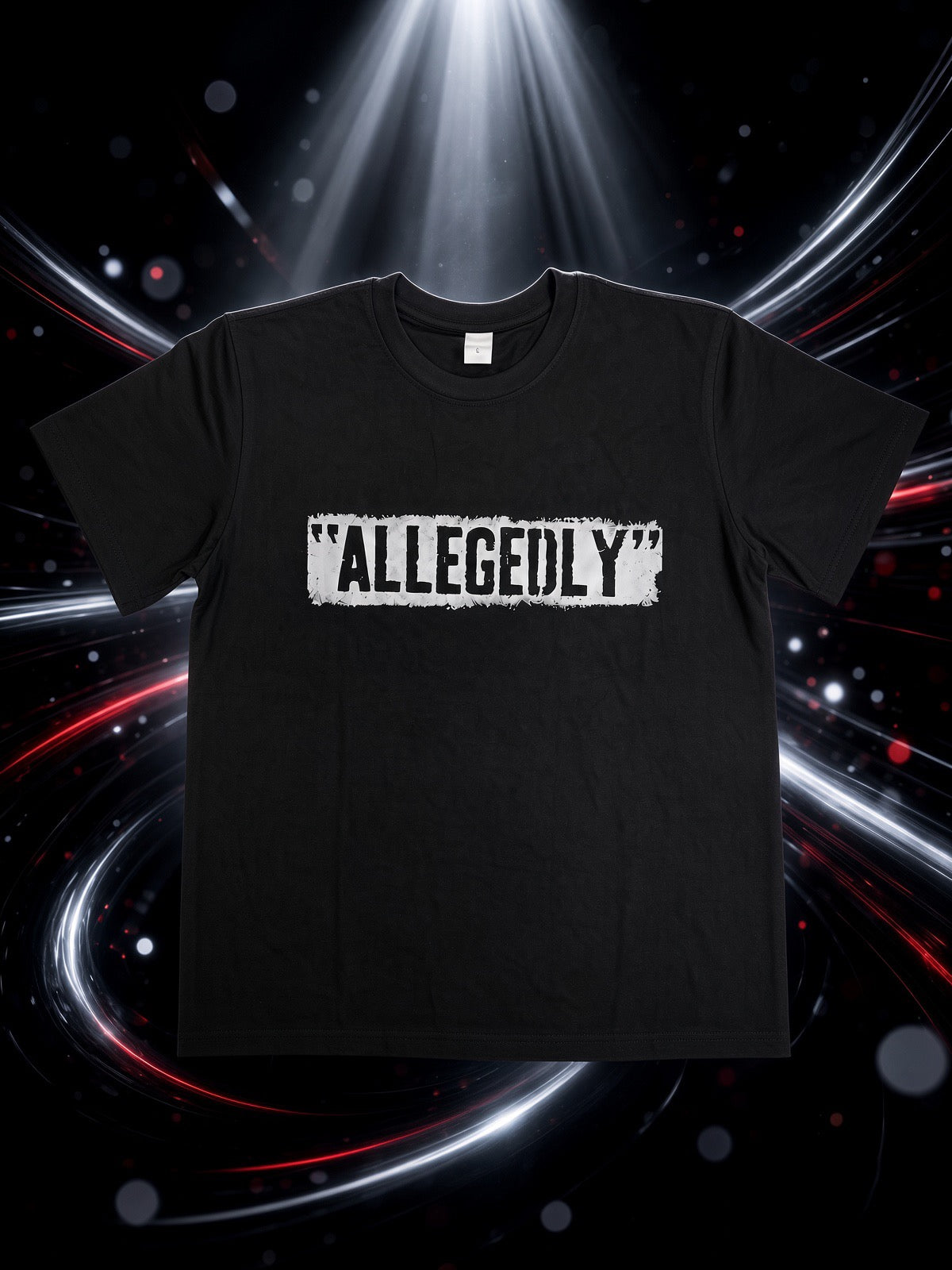 ALLEGEDLY” Distressed Statement Tee