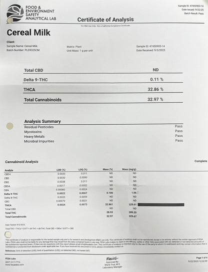 Cereal Milk - Platinum Hybrid Flower - Elevate Montgomery - Sky High Montgomery cincinnati