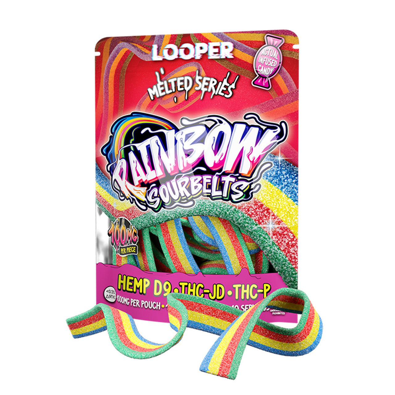 Looper Melted Series D9/THC-JD/THC-P 1000mg Sour Belts