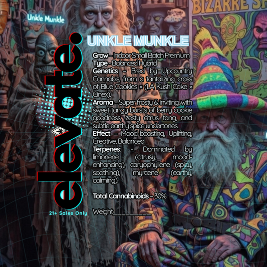 Unkle munkle Indoor Small Batch Premium THCa Flower - Elevate Montgomery - Sky High Montgomery cincinnati