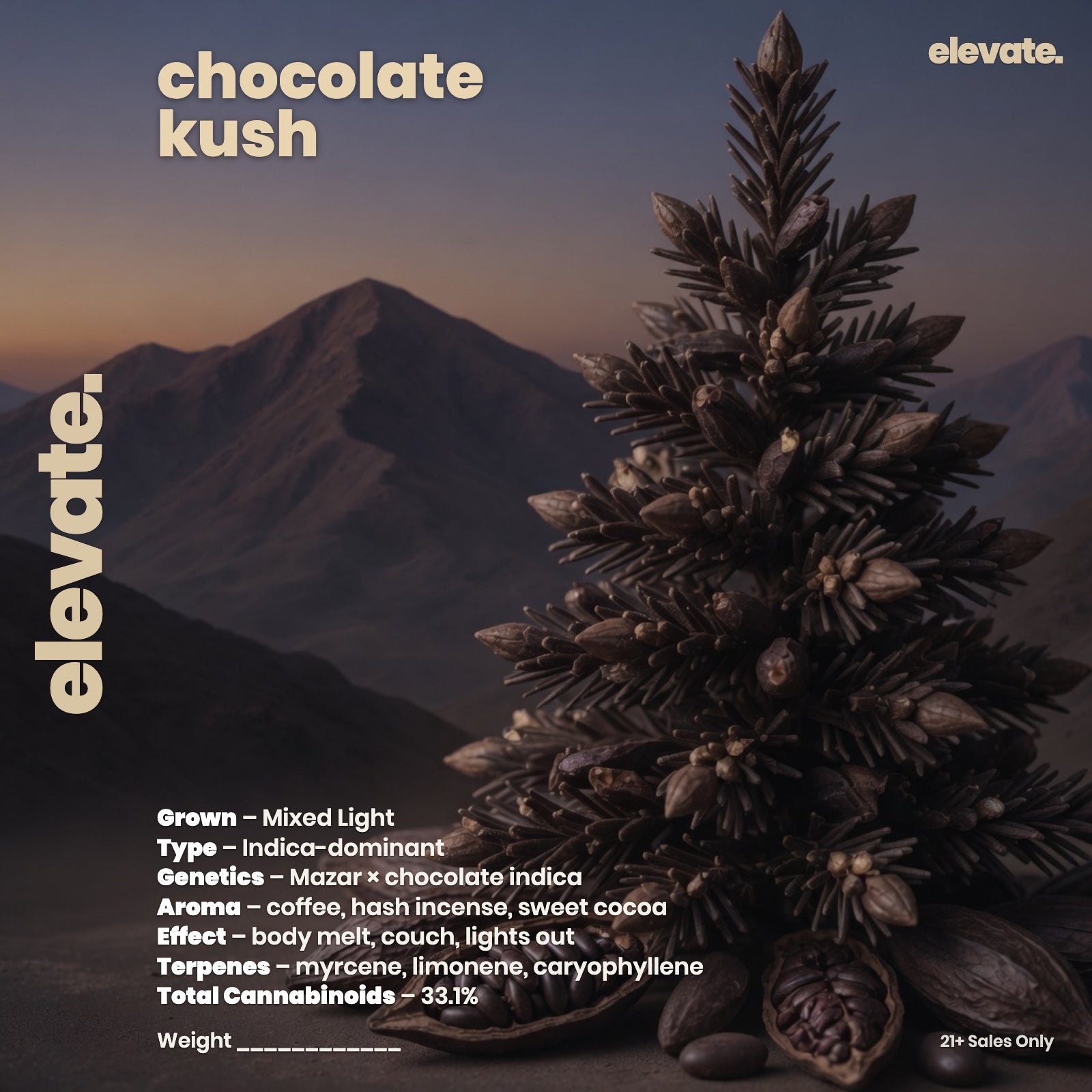 Chocolate Kush Boutique Flower jar label