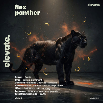 Flex Panther Smoker's Cup Flower jar label