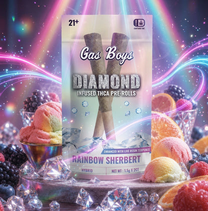Gas Boys Diamond Infused Prerolls 1.5Gx2 — angle view