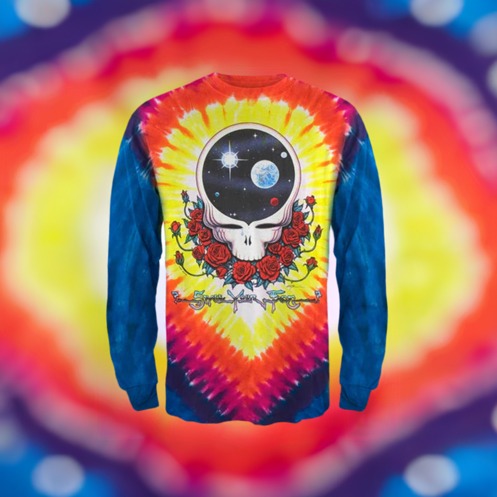 Grateful Dead - Space Your Face Tie Dye Long Sleeve T-Shirt - Size Large - Sky High - Sky High West Chester