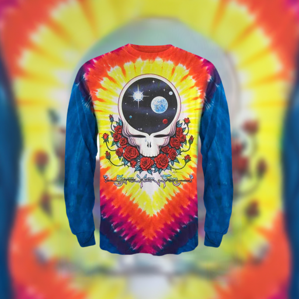 Grateful Dead - Space Your Face Tie Dye Long Sleeve T-Shirt - Size Large - Sky High - Sky High West Chester