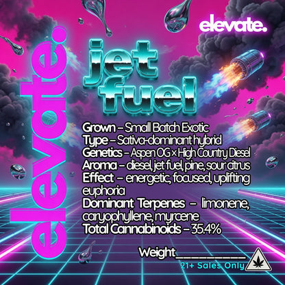 Jet Fuel Exotic Indoor THCa Flower — Elevate label