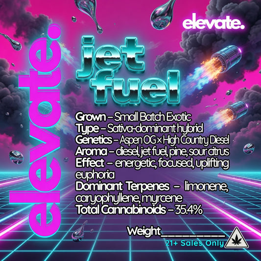 Jet Fuel Exotic Indoor THCa Flower — Elevate label