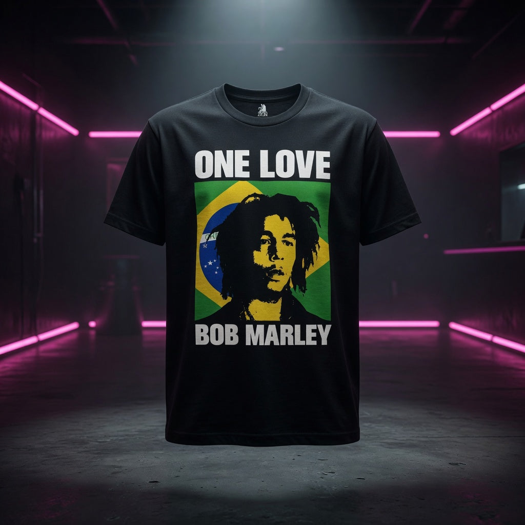 bob-marley-one-love-brazil-flag-portrait-t-shirt — Sky High neon packshot