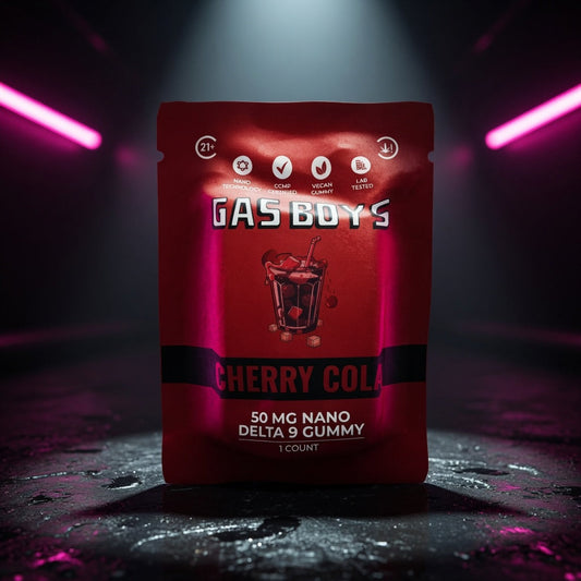 gas-boys-nano-d9-thc-gummies-50mg-go-pack — Sky High neon packshot