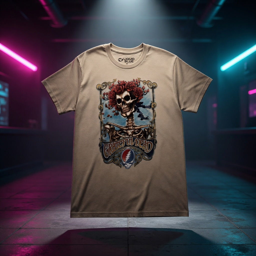 grateful-dead-bertha-skelton-roses-classic-t-shirt — Sky High neon packshot