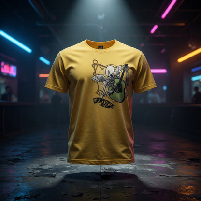 grateful-dead-winged-skelton-guitar-yellow-t-shirt — Sky High neon packshot