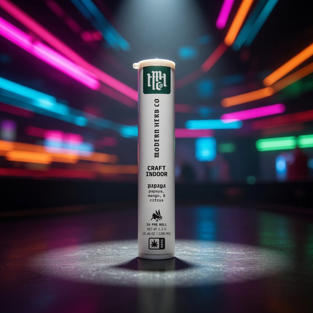 MHC Papaya pre-roll — Sky High neon packshot