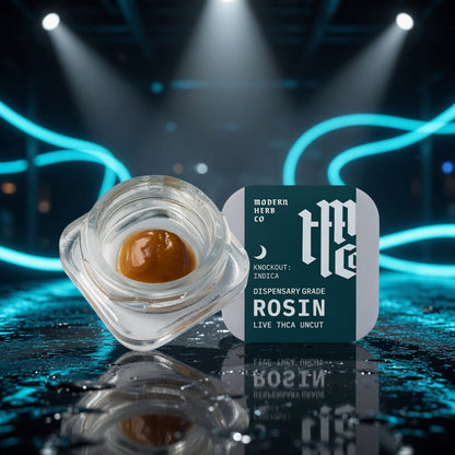 mhc-thca-rosin-dab-1g — Sky High neon packshot