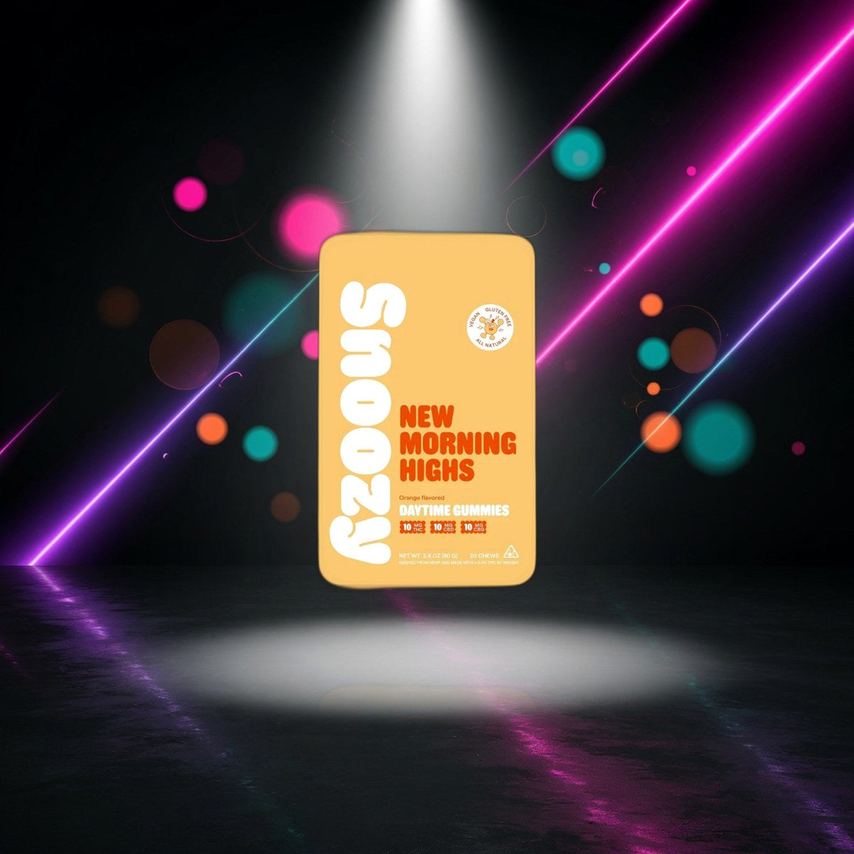 Snoozy New Morning Highs Gummies — Sky High neon