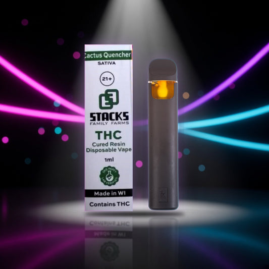 Stacks Cured Resin Disposable - Cactus Quencher (Sativa 40.174%) - 1g — Sky High neon packshot