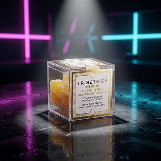 tribe tokes live resin cbd cbg gummy cubes — club packshot