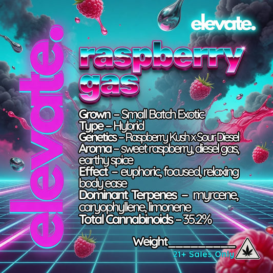 Raspberry Gas Exotic Flower — Elevate label