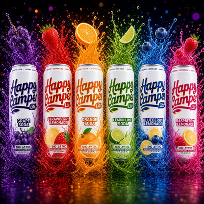 Happy Camper Lite - 5mg THC drinks — cannabis drink, front view